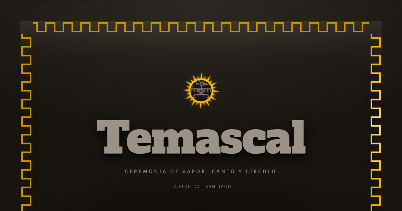 Sitio de Temascal: portada con greca, sol y el nombre en grande